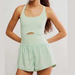 NWOT Free People FP Movement Righteous Runsie Romper Cactus Green Women's Large